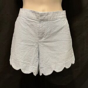 Lilly Pulitzer Shorts The Buttercup Short 4 Blue White Seersucker Scalloped Hem
